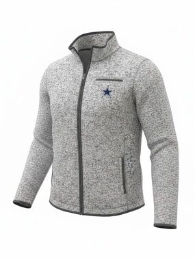 NFL Men's Gray Full-Zip Heathered Fleece Jacket with Star Logo
